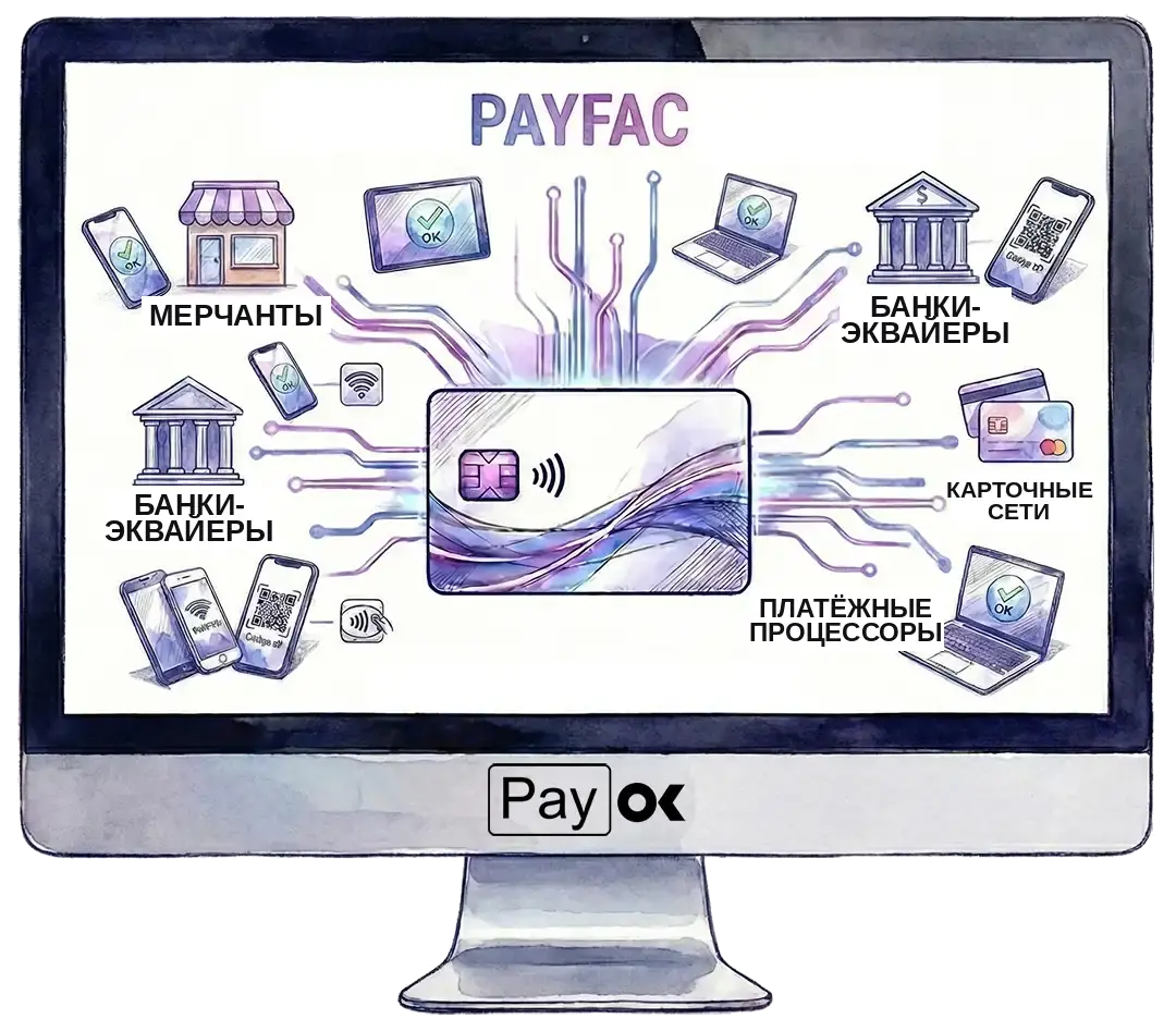 Экосистема PayFac: мерчанты, банки-эквайеры, карточные сети и платёжные процессоры