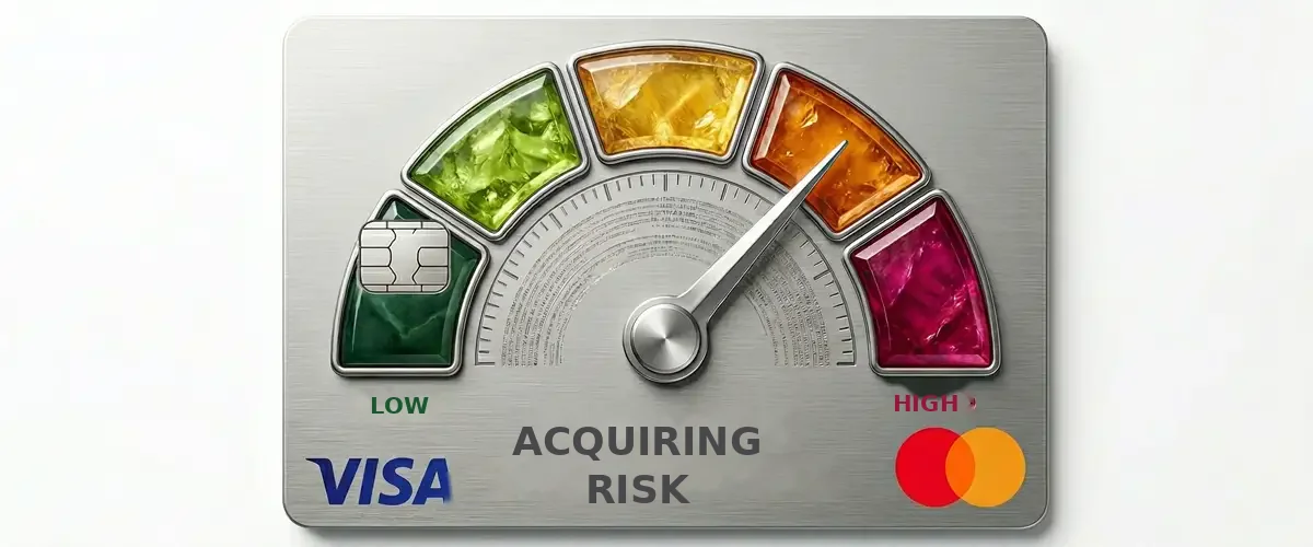 Acquiring risk levels in card payments (low to high) Acquiring risk levels in card payments (low to high)