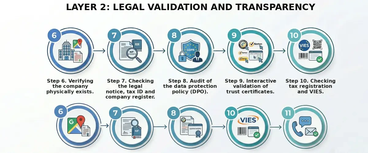 Online store audit layer 2: legal validation and transparency, steps 6 to 10