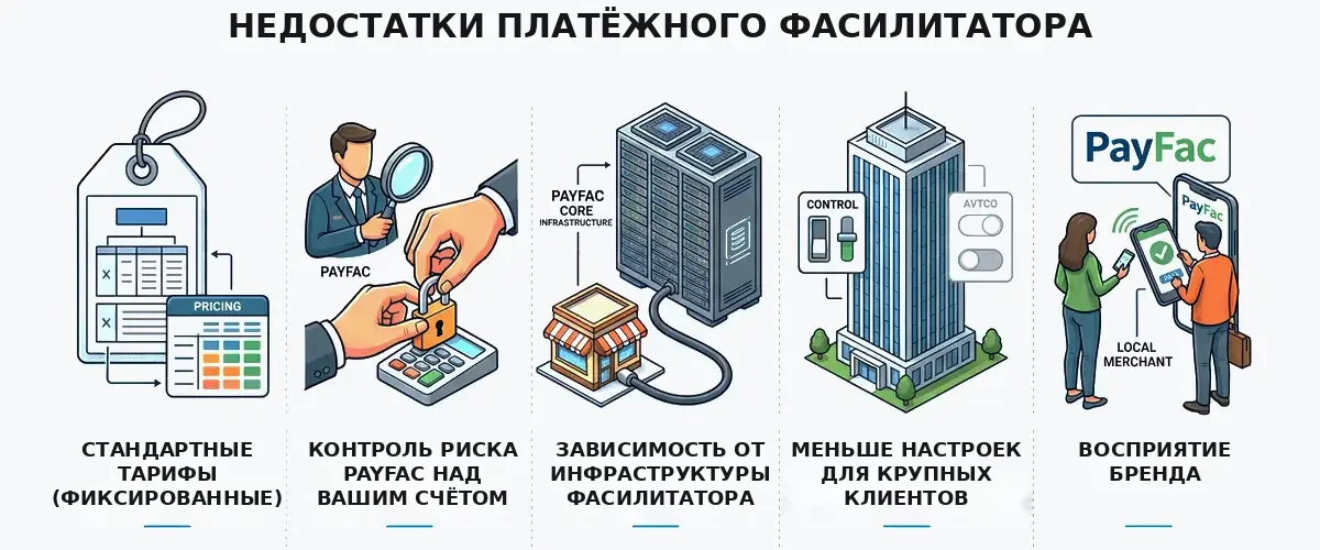 Недостатки платёжных фасилитаторов Недостатки платёжных фасилитаторов