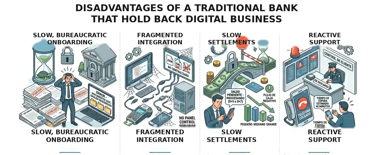 Disadvantages of traditional banks that hinder digital commerce