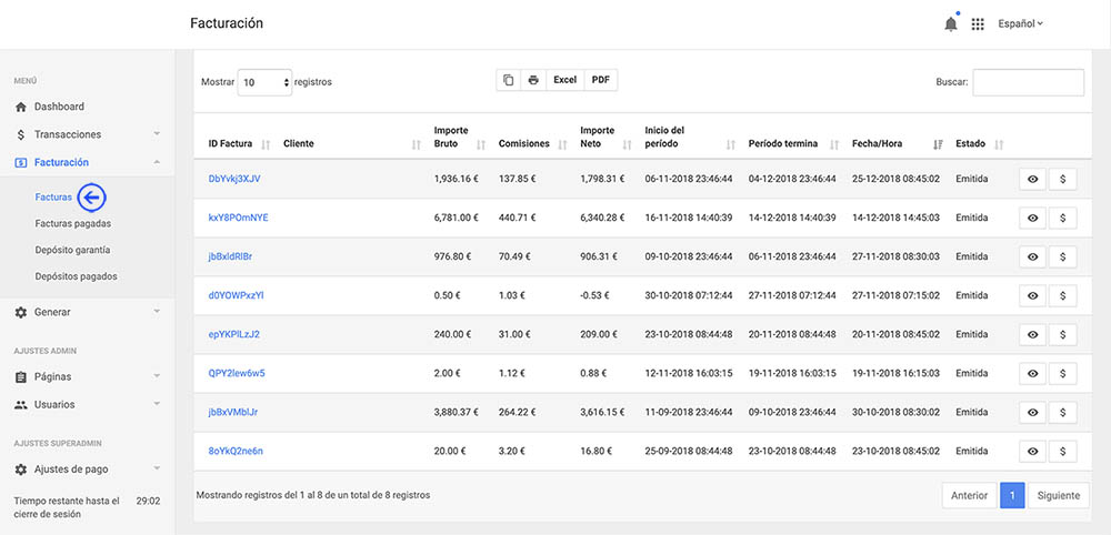 Ver facturas servicios tpvvirtual.net